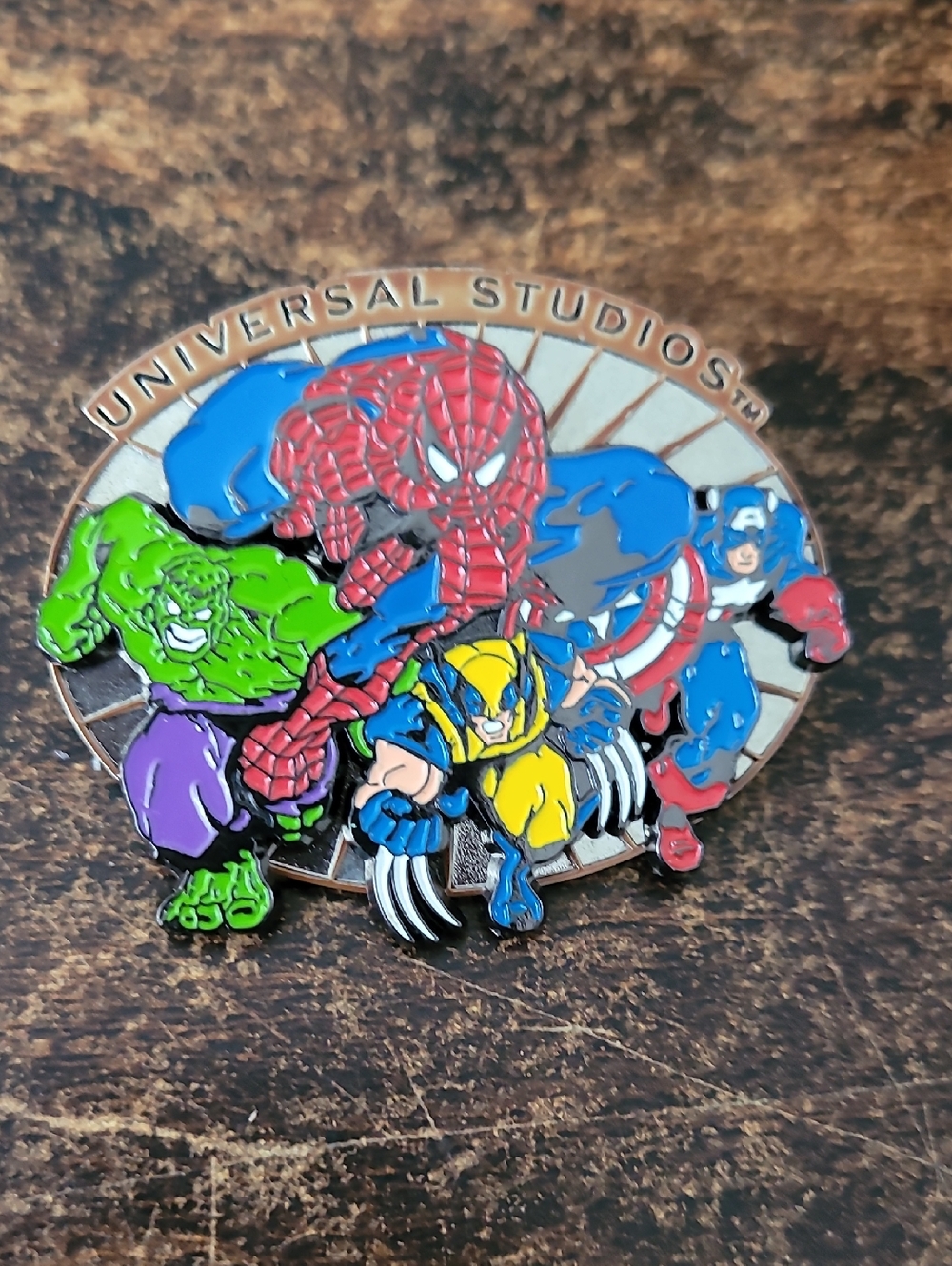 Vintage Universal Studios Marvel Enamel Pin Spiderman Hulk Wolverine 2002
